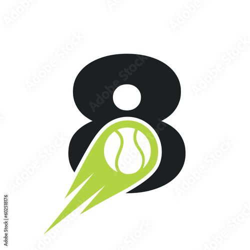 Initial Letter 8 Tennis Club Logo Design Template. Tennis Sport Academy, Club Logo