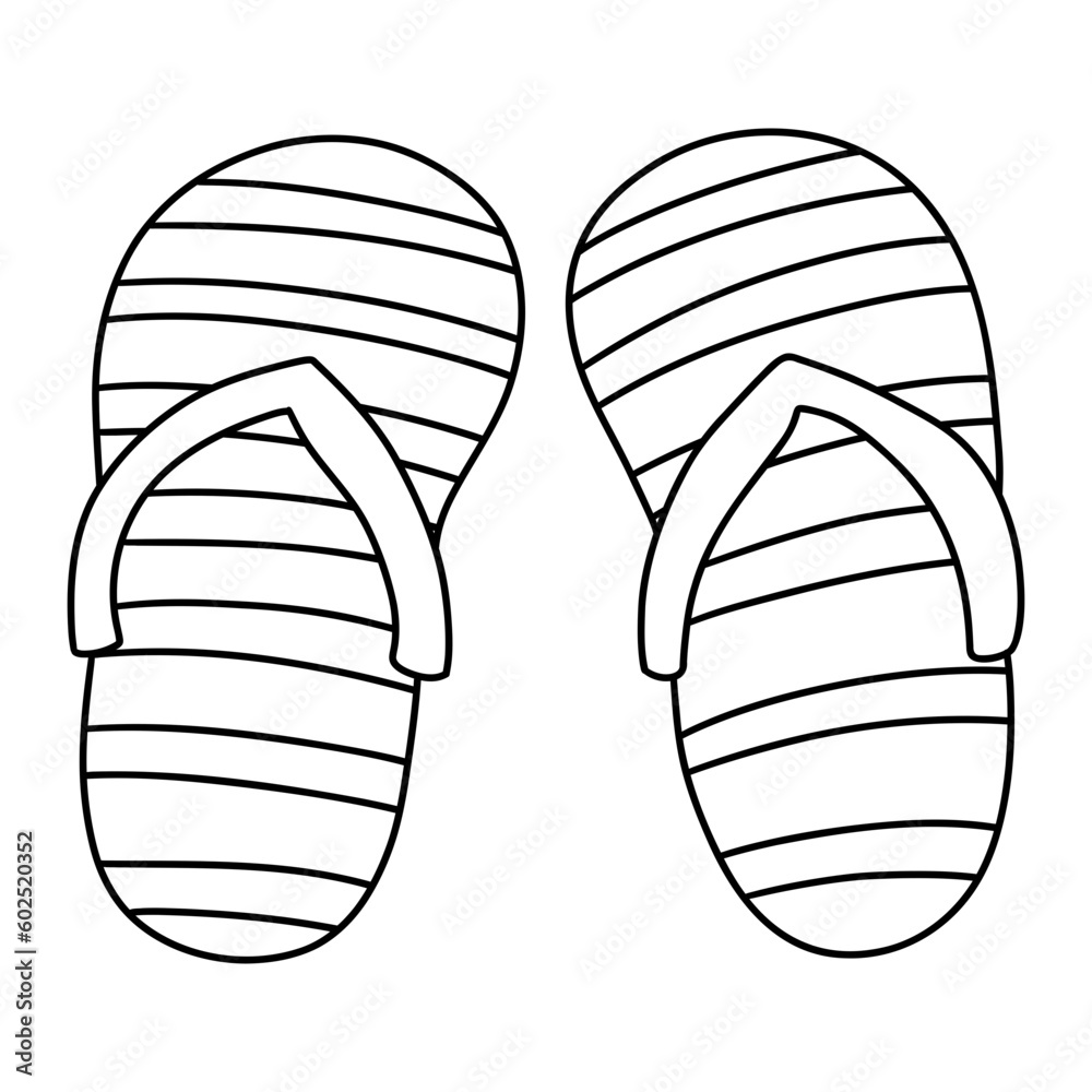 beach sandals, summer element on beach, Summer illustration beach sandals, summer element on beach, Summer illustration