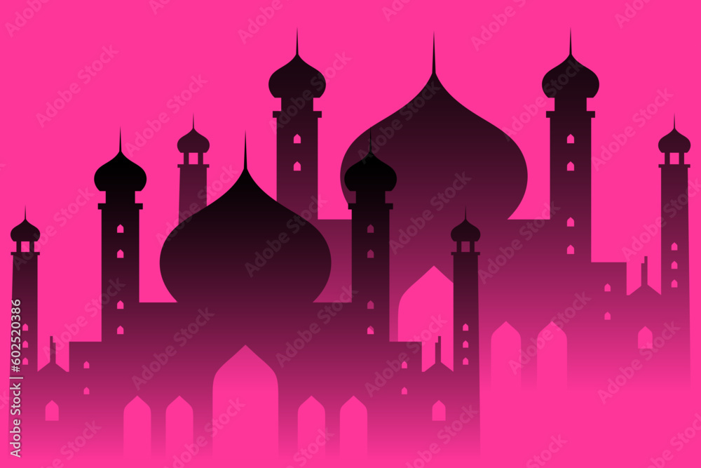 Islamic buildings silhouettes. Mosques vector design.