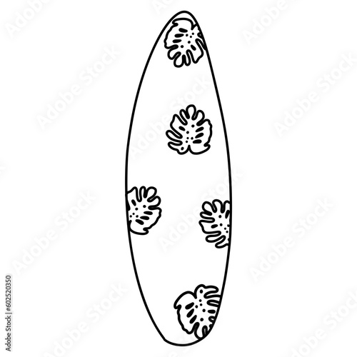 cute surfboard, summer element on beach, Summer illustration