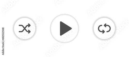 Music player interface icon on light background. Podcast symbol. UI, player buttons, multimedia, shuffle, repeat. Outline, flat and colored style. Flat design. Vector illustration.
