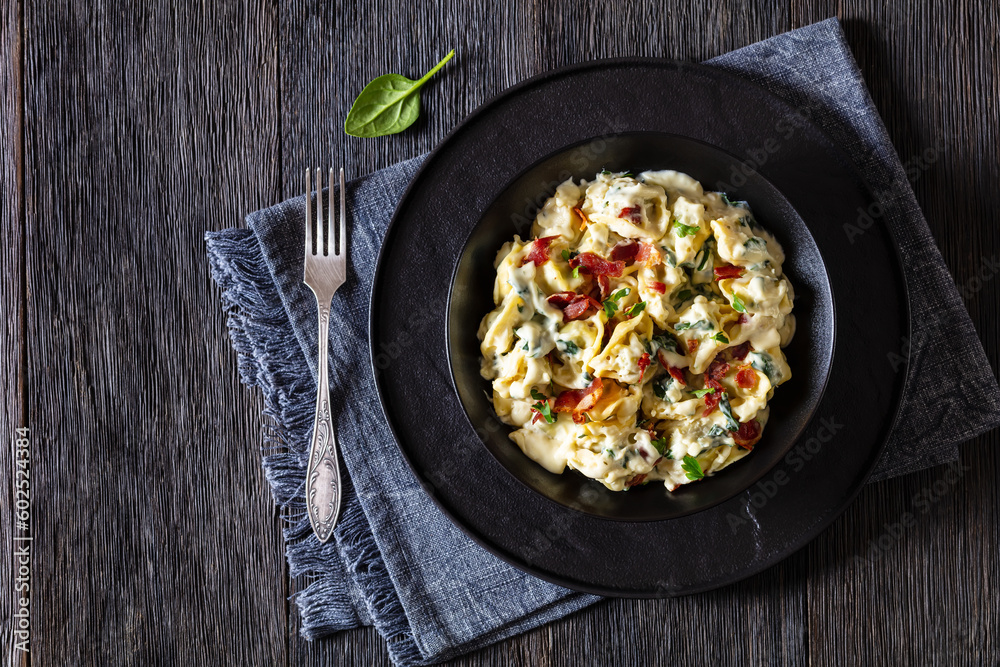 ricotta spinach tortellini in creamy cheese sauce ricotta spinach tortellini in creamy cheese sauce