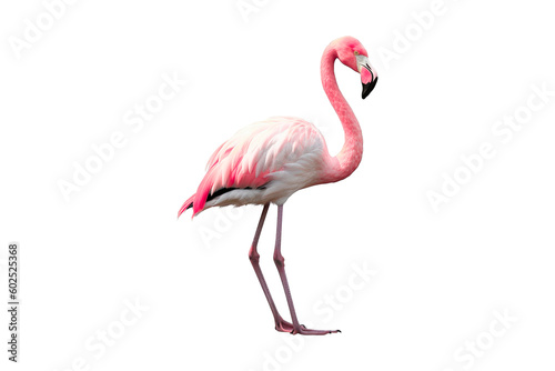 Bird Flamingo isolated on a white background with clipping path. Full Depth of field. PNG. Generative AI