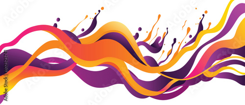 abstract colorful wavy fluid paint ink splash horizontal line background texture web banner for creative agency business. vector illustration drawing