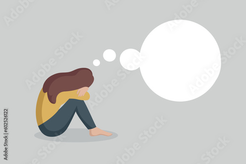 depressed girl sitting alone in the dark depression and lonliness concept