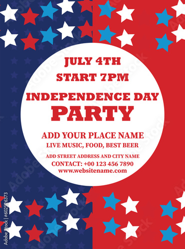 4th of July party celebration poster flyer social media post template design