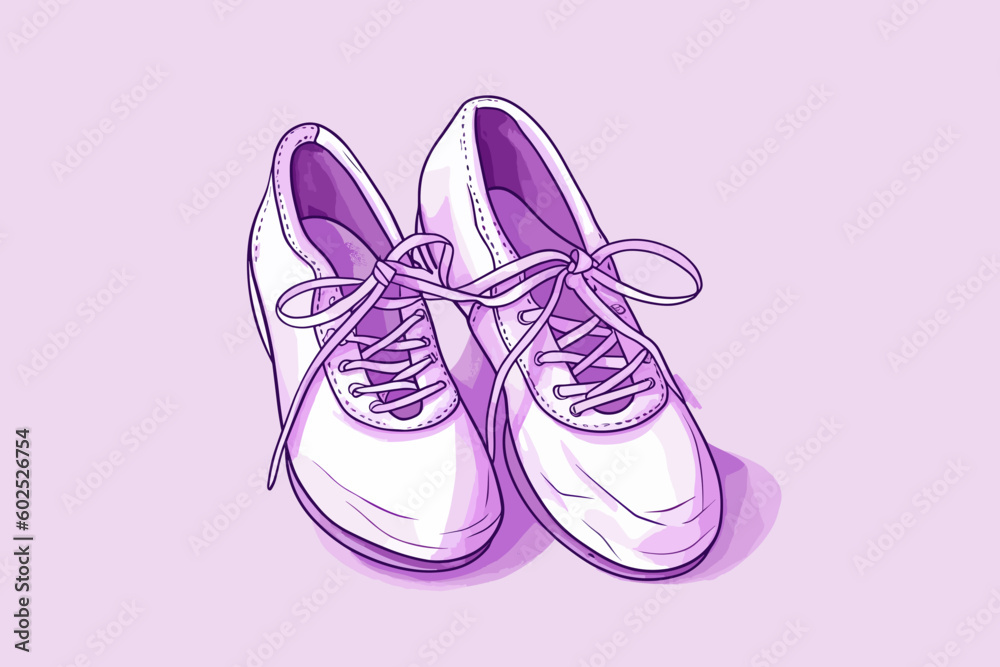 Doodle inspired Pointe shoes, cartoon sticker, sketch, vector