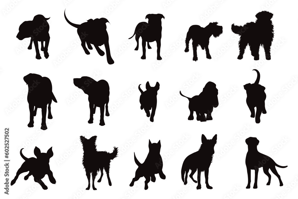 Set of vector silhouette of dogs on white background. Set of vector silhouette of dogs on white background.