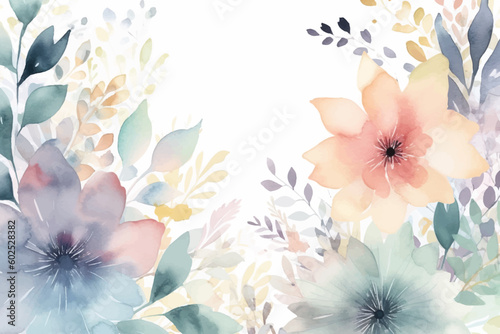 Hand drawn pastel color floral background © Turkan Rahimli