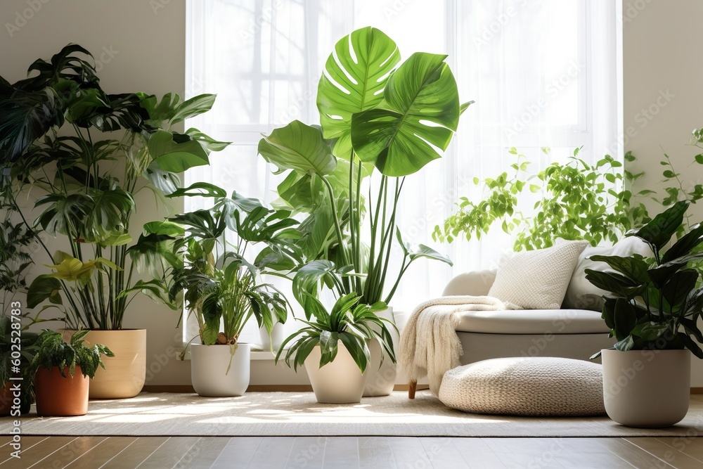 Chic Modern Home Plants, White Interior