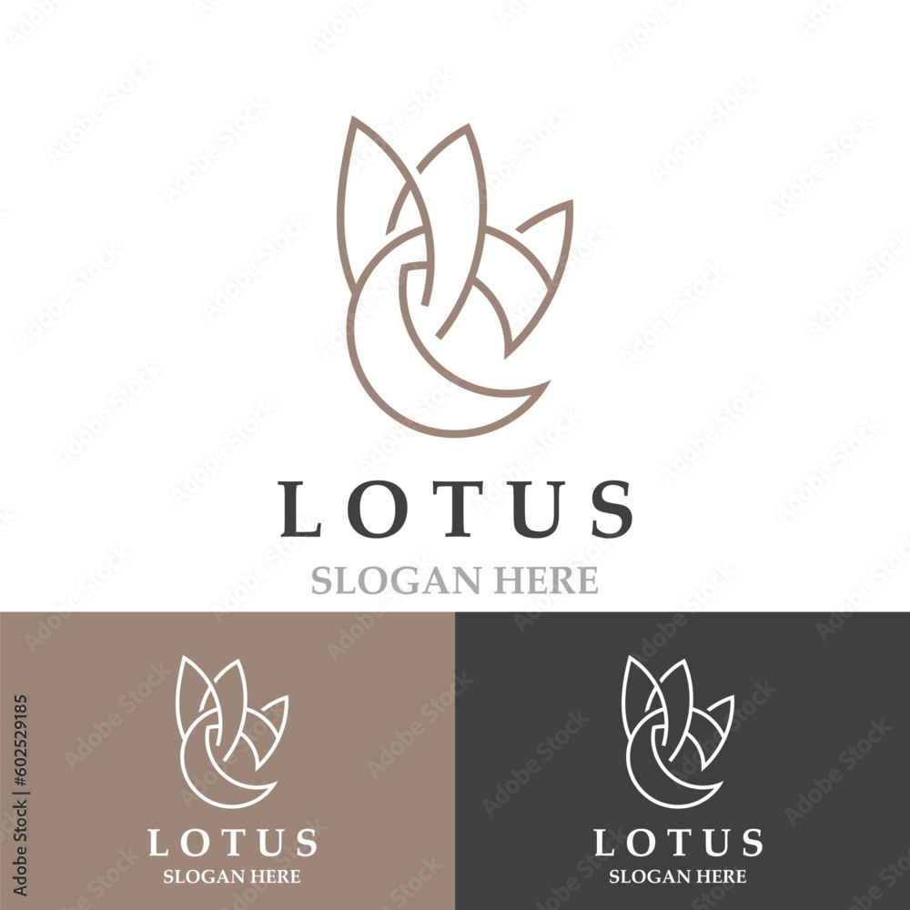 Floral Lotus line art beauty simple and modern logo template vector element