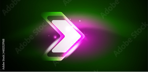 Neon glowing techno lines and arrows  hi-tech futuristic abstract background template