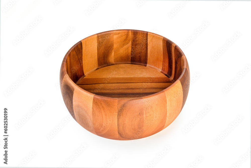 Wooden bowl placed on a white background Wooden bowl placed on a white background