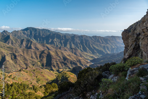 Views of the mountain from the Degollada de Peraza viewpoint in La Gomera, Canary Islands