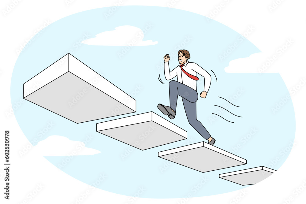 Obraz premium Businessman run pursuing career goal