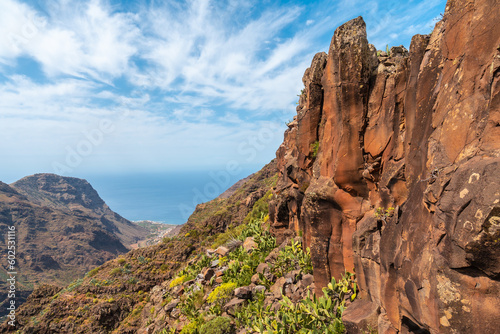 Views of the valley from El Palmarejo viewpoint in La Gomera, Canary Islands