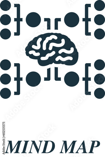 Mind map icon. Monochrome simple sign from critical thinking collection. Mind map icon for logo, templates, web design and infographics.