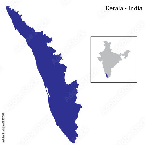 Kerala Map isolated on white 