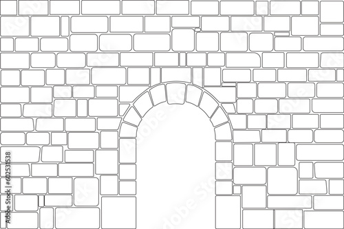 Seamless Transparent Stone Wall with an Arch Gate