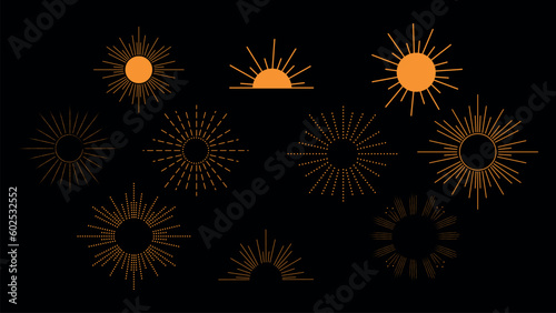 Set of Modern Minimalistic Sunbursts.