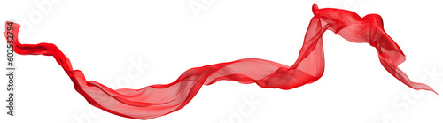 Abstract wave flowing red fabric on transparent. 3d render