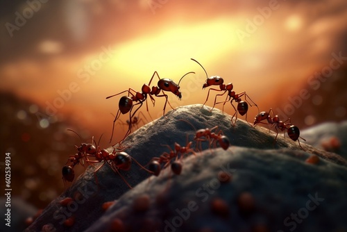 Ant leader showcasing the power of teamwork, Ai generative © Flowstudio
