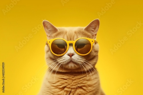 Funny Ginger Cat Wearing Sunglasses,Ai generative
