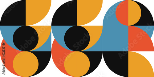 Geometric abstract vector seamless pattern with circles, rectangles and squares in retro Bauhaus style. Pastel colored simple shapes graphic background. Free Download Geometric abstract vector seamless pattern with circles, rectangles and squares in retro Bauhaus style. Pastel colored simple shapes graphic background. - GFXLoad
