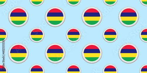 Mauritius round flag seamless pattern. Mauritian background. Vector circle icons. Isolated geometric symbols. repeated texture for web pages, travel, geographic design element. Patriotic wallpaper. photo