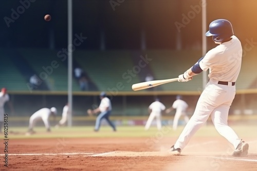 baseball man sport bat ball player batter field game team athlete. Generative AI.