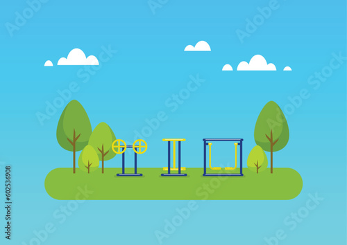 Outdoor gym exercise equipment at public park