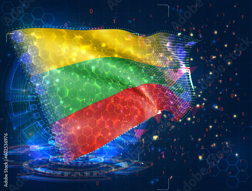 Bulgaria,  vector flag, virtual abstract 3D object from triangular polygons on a blue background