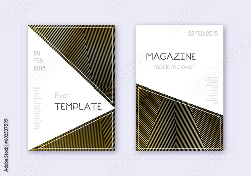Triangle cover design template set. Gold abstract
