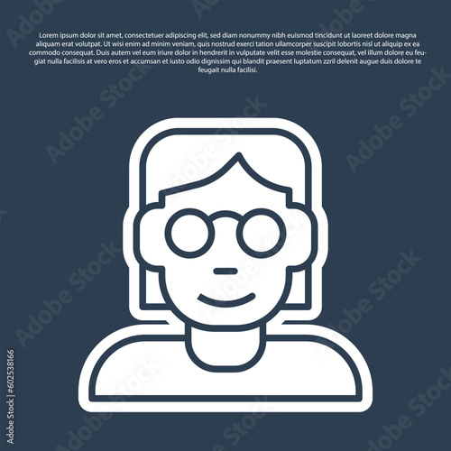 Blue line Hacker or coder icon isolated on blue background. Programmer developer working on code, coding, testing, debugging, analysing. Vector