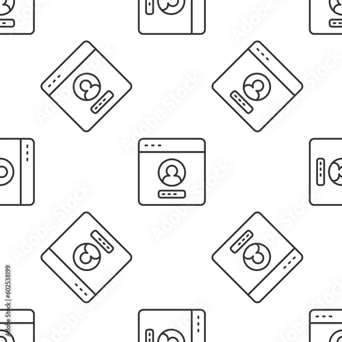 Grey line Create account screen icon isolated seamless pattern on white background. Vector