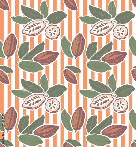 cacao beans seamless pattern