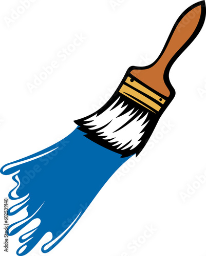 Paint brush with paint stroke PNG illustration