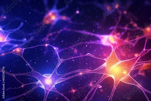 Glowing Neural Network Background. Generative Ai