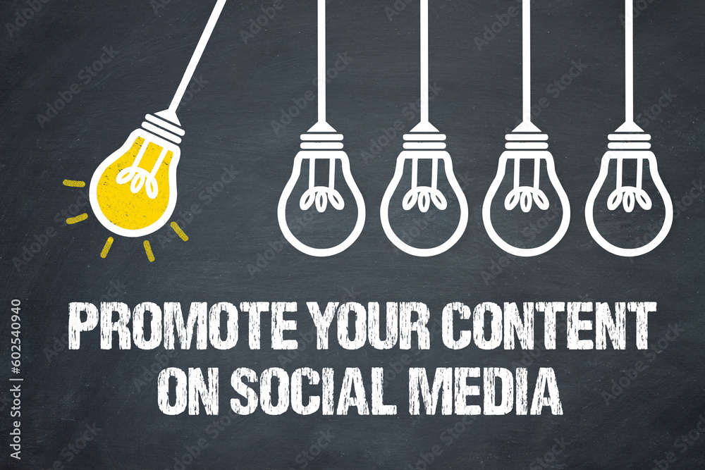 Promote Your Content On Social Media	 - obrazy, fototapety, plakaty 