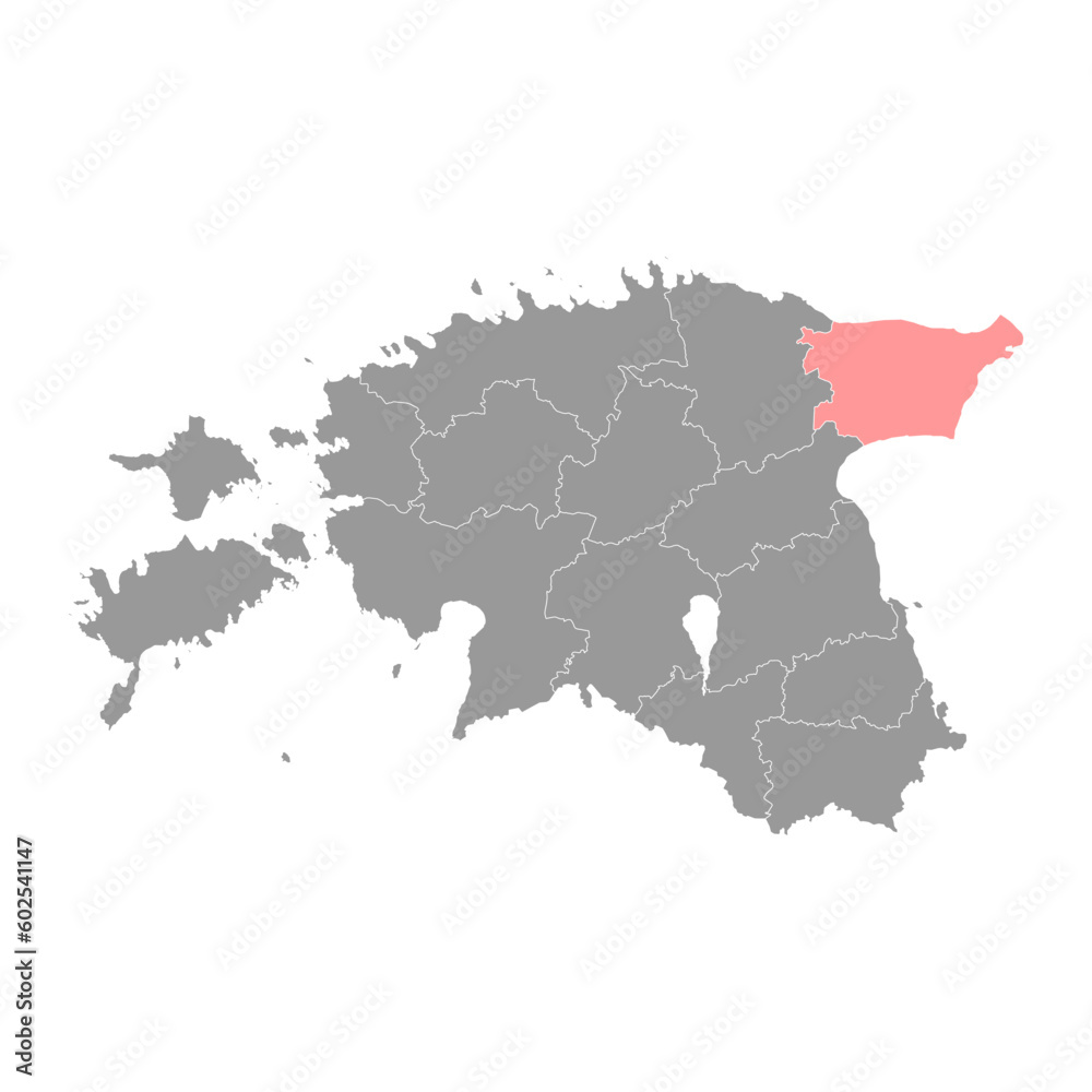 Ida Viru county map, the state administrative subdivision of Estonia. Vector illustration.
