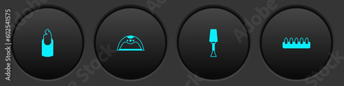 Set Broken nail, Manicure lamp, Nail polish and False nails icon. Vector