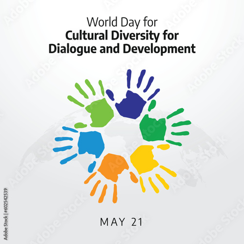 World Day for Cultural Diversity for Dialogue and Development design template for celebration. cultural diversity vector design. cultural diversity design teplate. hand vector design. globe flat vecto