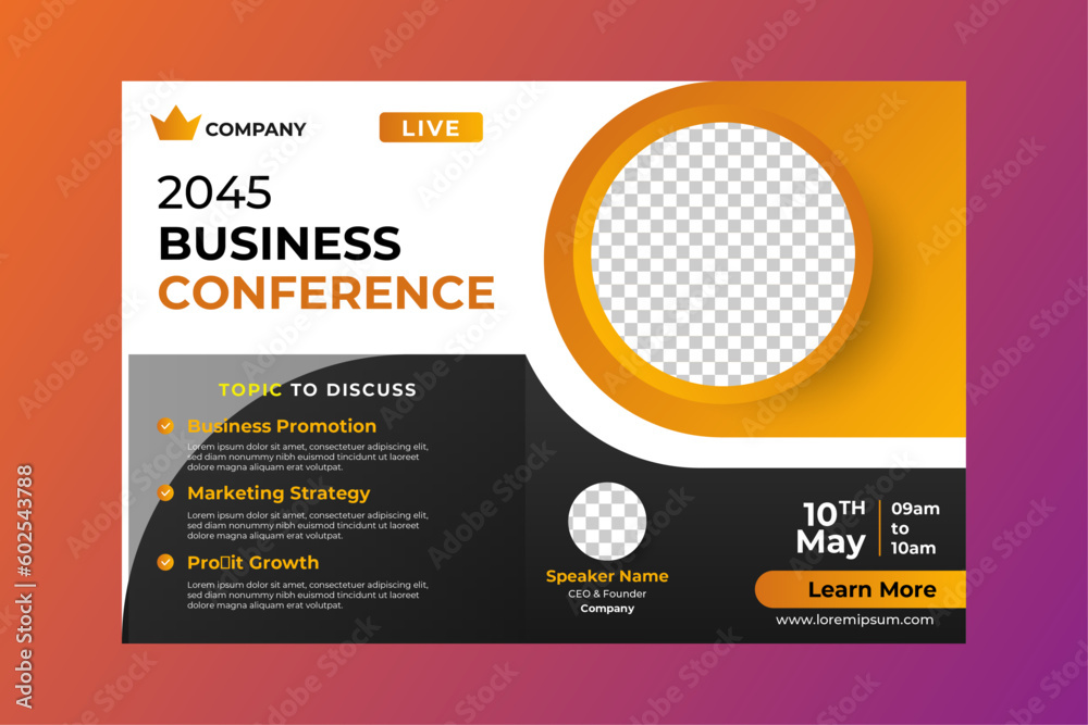 Invitation web banner to the online conference. Business webinar invitation design. Announcement poster concept. Modern abstract White background with place for photos Invitation web banner to the online conference. Business webinar invitation design. Announcement poster concept. Modern abstract White background with place for photos