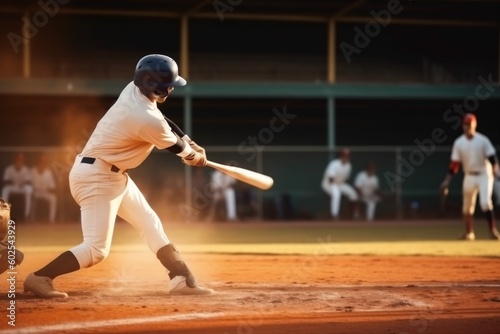 sport man team baseball playing ball game bat athlete field player. Generative AI.