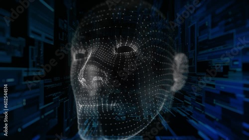 technology face human background.
