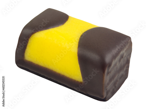 Marzipan cake with egg liquer and chocolate photo