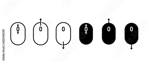 Scrolling mouse vector icons set. Scroll down and up line symbol