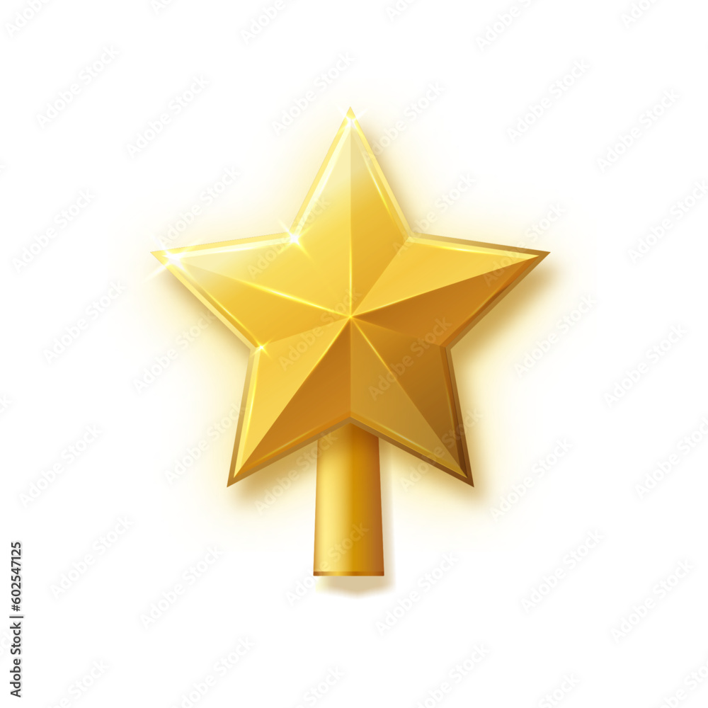 Christmas gold tree topper vector. 3d realistic golden star decoration in , decorative traditional shiny design for top of Xmas pine tree. Vector Christmas gold tree topper vector. 3d realistic golden star decoration in , decorative traditional shiny design for top of Xmas pine tree. Vector