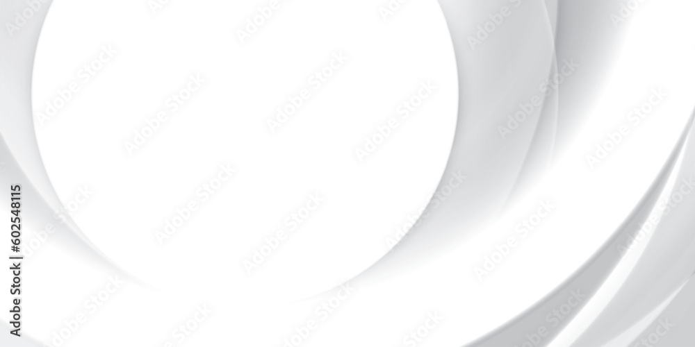 Obraz premium Abstract white and gray color, modern design stripes background with geometric round shape. Vector illustration.