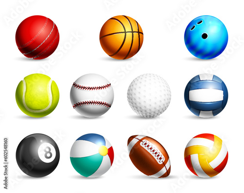 Realistic Sport Ball Icon Set
